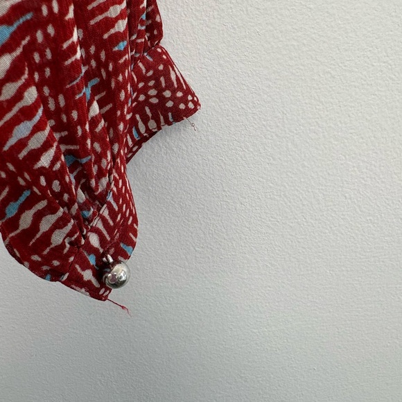 Veronica Beard Red Printed Button-Down Blouse size 6 100% silk boho EUC - Picture 7 of 14